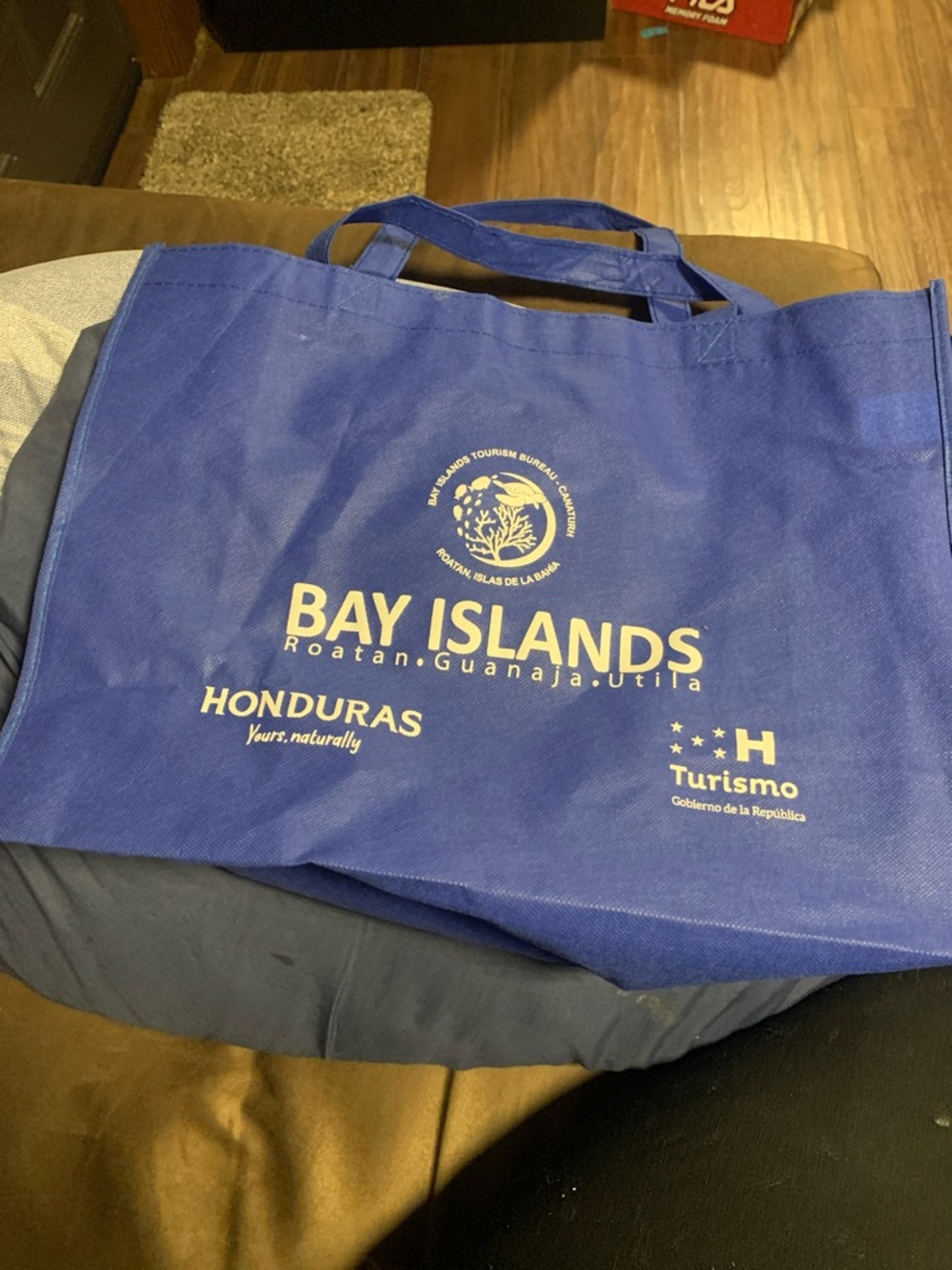 Bay Islands Navy Blue Tote with Yellow Logo